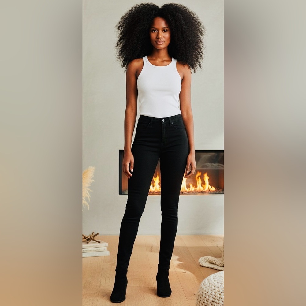 NWT TALL GIRL 🚨 NYDJ SZ 12 XL black skinny 5-pocket stretch jeans/waist 32”